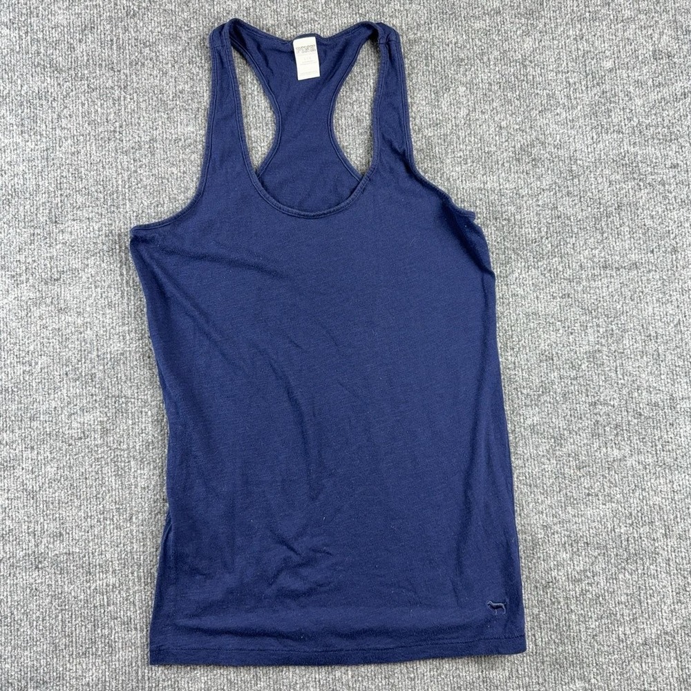 PINK Victoria's Secret Pajama Top Womens Large Blue Cami Racerback Dog Logo